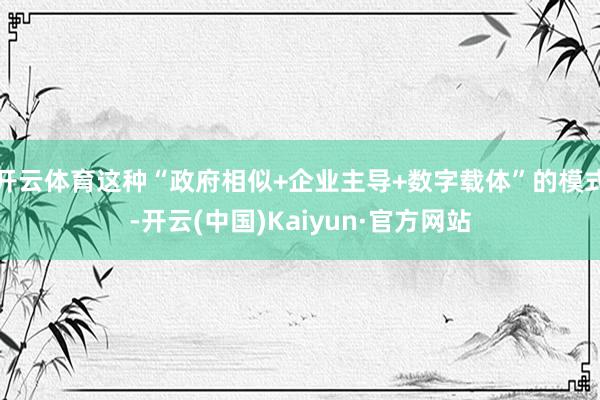 开云体育这种“政府相似+企业主导+数字载体”的模式-开云(中国)Kaiyun·官方网站