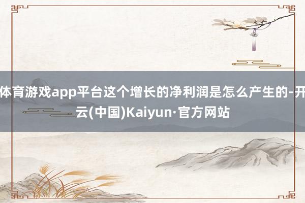 体育游戏app平台这个增长的净利润是怎么产生的-开云(中国)Kaiyun·官方网站