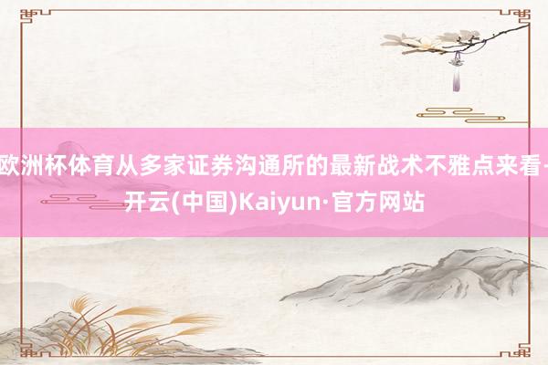 欧洲杯体育从多家证券沟通所的最新战术不雅点来看-开云(中国)Kaiyun·官方网站