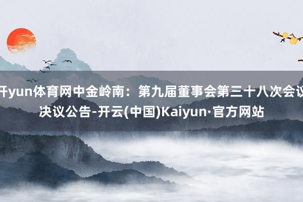 开yun体育网中金岭南：第九届董事会第三十八次会议决议公告-开云(中国)Kaiyun·官方网站