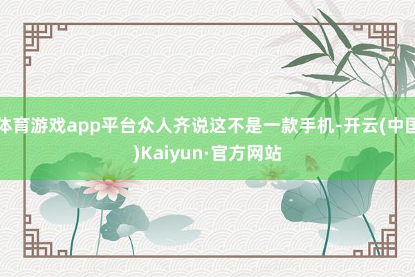 体育游戏app平台众人齐说这不是一款手机-开云(中国)Kaiyun·官方网站
